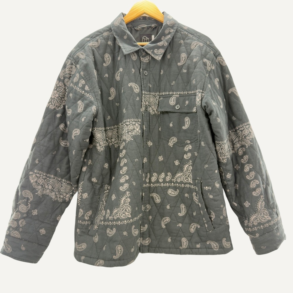 Original Use Quilted Bandana Paisley Jacket Mens M Gray Streetwear Gorpcore Boho